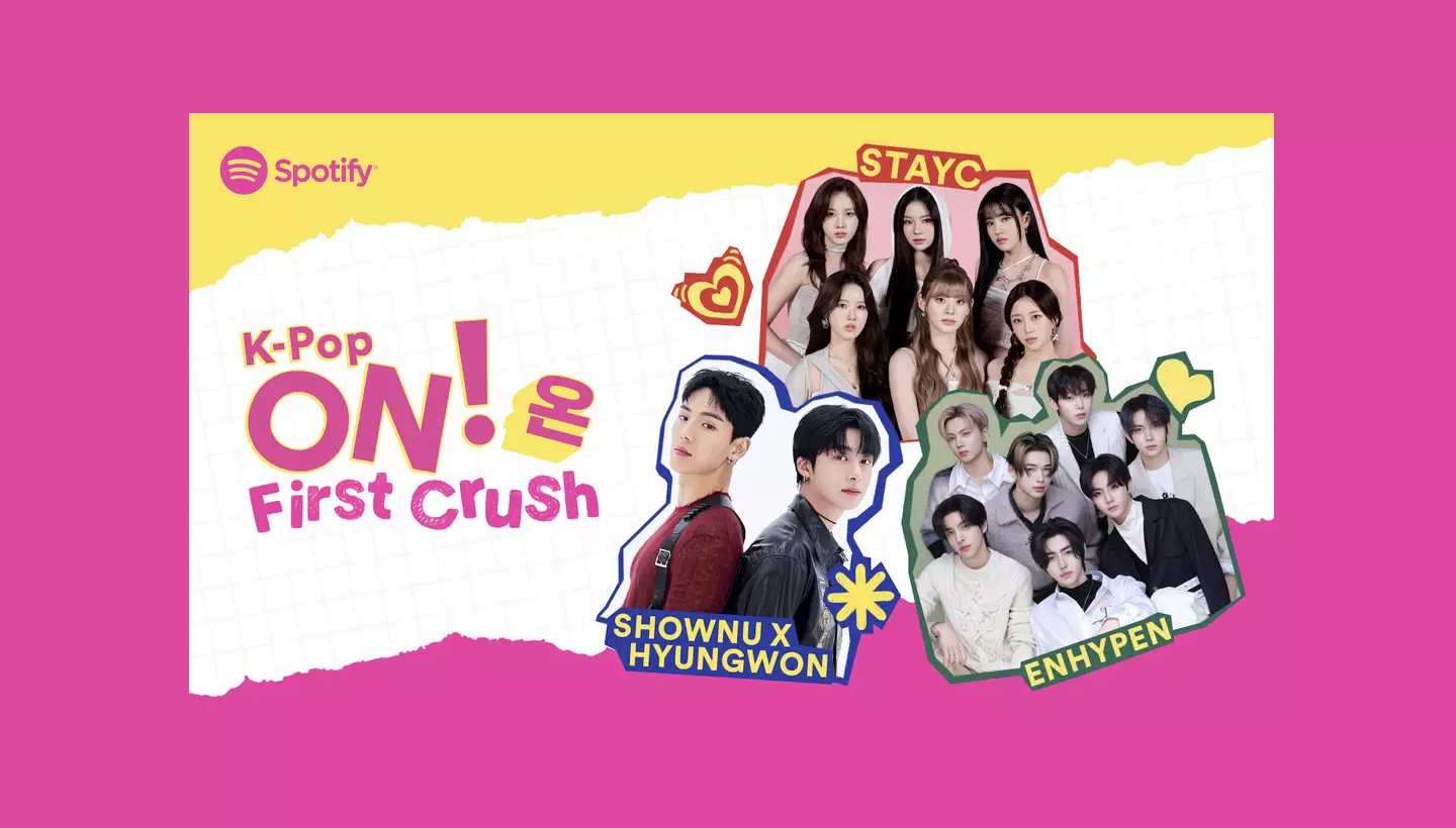 K Pop ON 온 First Crush Header 3 - Rayakan 10 Tahun Playlist K-Pop ON! (온) dengan Seri Spesial Spotify Singles - Spotify